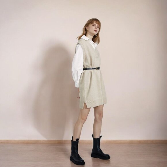 NWT J.ING Essential Khaki Knit Vest - Picture 2 of 6